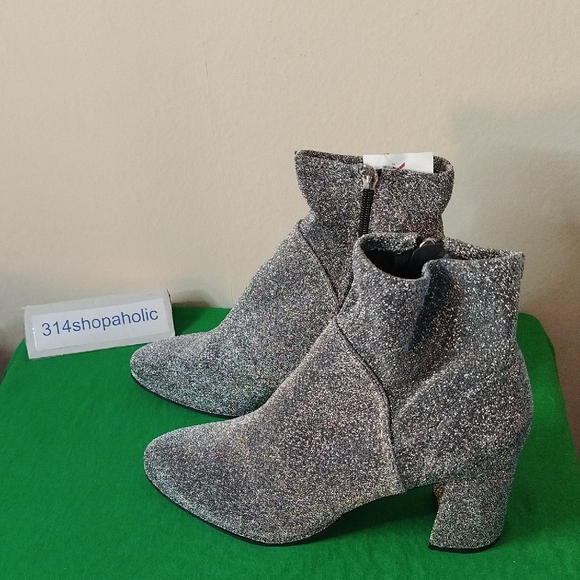 Silver Glitter Ankle Boots - Picture 2 of 7